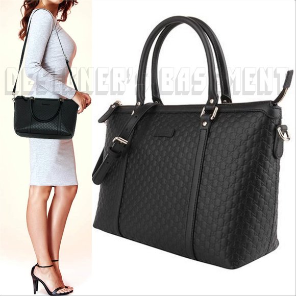 GUCCI black MICRO GUCCISSIMA leather Zip top Small TOTE shoulder Satchel bag NWT - Picture 2 of 9